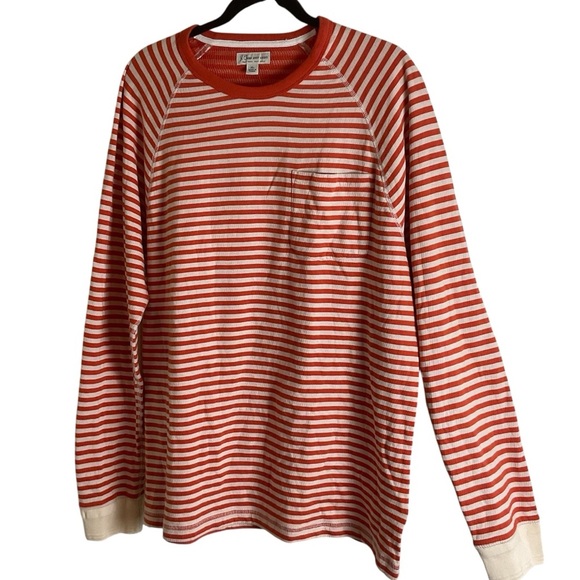 J Crew S Cotton Waffle Knit Orange Stripe Long Sleeve Top Shirt NWT xl - Picture 1 of 10